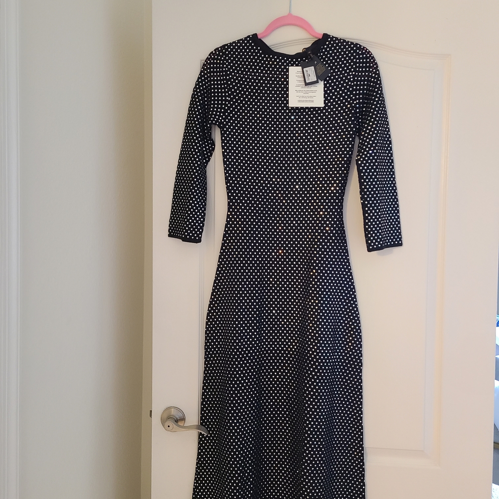 Maje Elegant Black Maxi Dress With Rhinestones